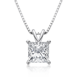1.00ct Princess Cut Classic Diamond Pendant, 925 Silver, Choose Your Metal Colour