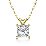 1.00ct Princess Cut Classic Diamond Pendant, 925 Silver, Choose Your Metal Colour