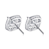 2.50ct Each Cushion Cut Halo Diamond Stud Earrings, 925 Sterling Silver