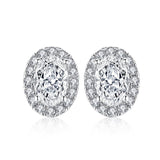 2.50ct Oval Halo Diamond Stud Earrings, 925 Sterling Silver