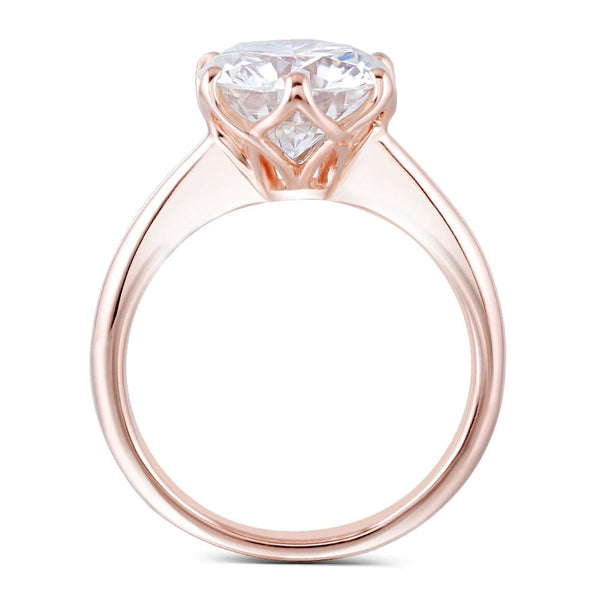 3.00ct Round Cut Moissanite Engagement Ring, Classic Design, Available in 14Kt or 18Kt Rose Gold