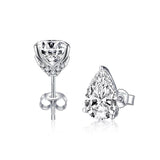 3.00ct Each Pear Cut Classic Diamond Stud Earrings, 925 Sterling Silver