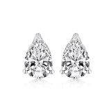 3.00ct Each Pear Cut Classic Diamond Stud Earrings, 925 Sterling Silver