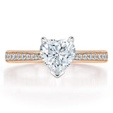 Lab-Diamond Heart Cut Engagement Ring, Classic Style, Choose Your Stone Size and Metal