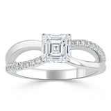 Lab-Diamond Asscher Cut Engagement Ring, Classic Style, Choose Your Stone Size and Metal