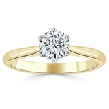 Lab-Diamond, Round Cut Engagement Ring, Classic Six Claw, Choose Your Stone Size and Metal
