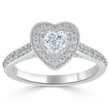 Lab-Diamond Heart Cut Engagement Ring, Classic Halo, Choose Your Stone Size and Metal