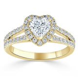 Lab-Diamond Heart Cut Engagement Ring, Classic Halo, Choose Your Stone Size and Metal