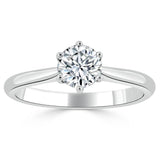 Lab-Diamond, Round Cut Engagement Ring, Classic Six Claw, Choose Your Stone Size and Metal