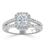 Lab-Diamond Radiant Cut Halo Engagement Ring, Classic Style, Choose Your Stone Size and Metal