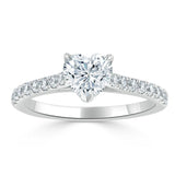 Lab-Diamond Heart Cut Engagement Ring, Classic Style, Choose Your Stone Size and Metal