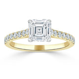 Lab-Diamond Asscher Cut Engagement Ring, Classic Style, Choose Your Stone Size and Metal