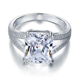 6.00ct Radiant Cut Diamond Engagement Ring, 925 Sterling Silver