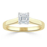 Lab-Diamond Asscher Cut Moissanite Engagement Ring, Classic Style, Choose Your Stone Size and Metal
