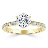 1.25ct Round Cut Moissanite Halo Engagement Ring, Classic Tiffany Style, Available in White Gold, Platinum, Rose Gold or Yellow Gold