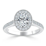 1.35ct Oval Cut Moissanite Halo Engagement Ring, Tiffany Style, Available in White Gold, Platinum, Rose Gold or Yellow Gold