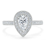 Lab-Diamond Pear Cut Engagement Ring, Classic Halo, Choose Your Stone Size and Metal