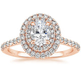 1.75ct Oval Cut Moissanite Double Halo Engagement Ring, Tiffany Style, Available in White Gold, Platinum, Rose Gold or Yellow Gold