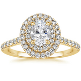 1.75ct Oval Cut Moissanite Double Halo Engagement Ring, Tiffany Style, Available in White Gold, Platinum, Rose Gold or Yellow Gold