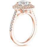 1.75ct Oval Cut Moissanite Double Halo Engagement Ring, Tiffany Style, Available in White Gold, Platinum, Rose Gold or Yellow Gold