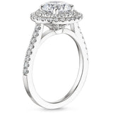 1.75ct Oval Cut Moissanite Double Halo Engagement Ring, Tiffany Style, Available in White Gold, Platinum, Rose Gold or Yellow Gold