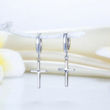 Sterling Silver Cross Earrings, Solid 925 Sterling Silver