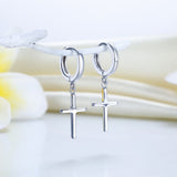 Sterling Silver Cross Earrings, Solid 925 Sterling Silver