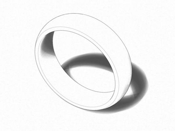 D Shaped Wedding Band, Polished Finish, Choose Your Metal & Width