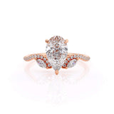 1.50ct Pear Cut Moissanite Engagement Ring, Vintage Boho Design, Available in Rose Gold, White Gold or Yellow Gold