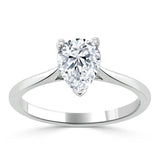Lab-Diamond Pear Cut Engagement Ring, Classic Style, Choose Your Stone Size and Metal