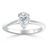 Lab-Diamond Pear Cut Engagement Ring, Classic Style, Choose Your Stone Size and Metal