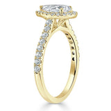 1.45ct Pear Cut Moissanite Engagement Ring, Classic Halo, Available in White Gold, Platinum, Rose Gold or Yellow Gold