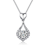 0.70ct Diamond Halo Pendant, Heart Teardrop Diamond Necklace, 925 Silver