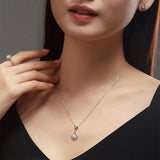 0.70ct Diamond Halo Pendant, Heart Teardrop Diamond Necklace, 925 Silver
