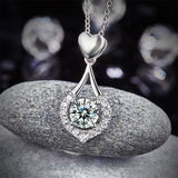 0.70ct Diamond Halo Pendant, Heart Teardrop Diamond Necklace, 925 Silver