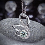 0.50ct Diamond Swan Pendant, Bridal Swan Diamond Necklace, 925 Silver