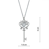 1.50ct Vintage Diamond Love Heart Key Pendant, Heart Diamond Necklace, 925 Silver