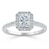 Lab-Diamond Radiant Cut Halo Engagement Ring, Classic Style, Choose Your Stone Size and Metal