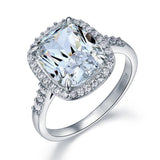 6.00ct Classic Cushion Cut Diamond Halo Engagement Ring, Diamond Shoulders, 925 Silver