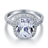 6.00ct Classic Cushion Cut Diamond Halo Engagement Ring, Diamond Shoulders, 925 Silver