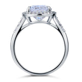6.00ct Classic Cushion Cut Diamond Halo Engagement Ring, Diamond Shoulders, 925 Silver