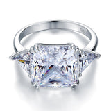 8.00ct Classic Radiant Cut Diamond Engagement Ring, 925 Silver
