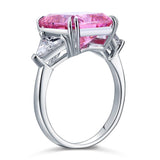 8.00ct Classic Radiant Cut Pink Diamond Engagement Ring, 925 Silver