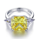 8.00ct Classic Radiant Cut Yellow Diamond Engagement Ring, 925 Silver