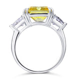 8.00ct Classic Radiant Cut Yellow Diamond Engagement Ring, 925 Silver