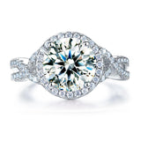 3.00ct Diamond Twist Engagement Ring, Round Brilliant Cut, 925 Silver