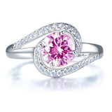 1.25ct Vivid Pink, Round Brilliant Cut Diamond Twist Engagement Ring