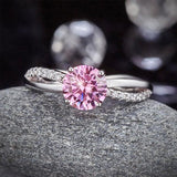 1.50ct Pink Diamond Engagement Ring, Twisted Band, 925 Silver