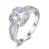 1.00ct Floral Diamond Halo Ring, Round Brilliant Cut Centre Stone