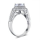 1.25ct Double Halo, Round Brilliant Cut Diamond Engagement Ring, 925 Sterling Silver